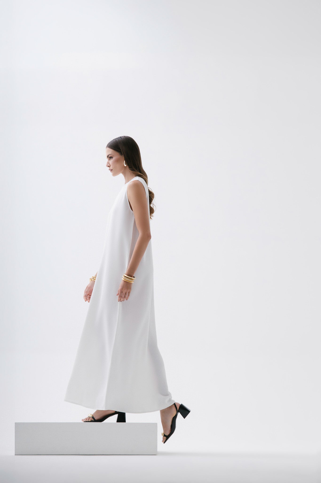 The Slip Dress In Off-White / Black