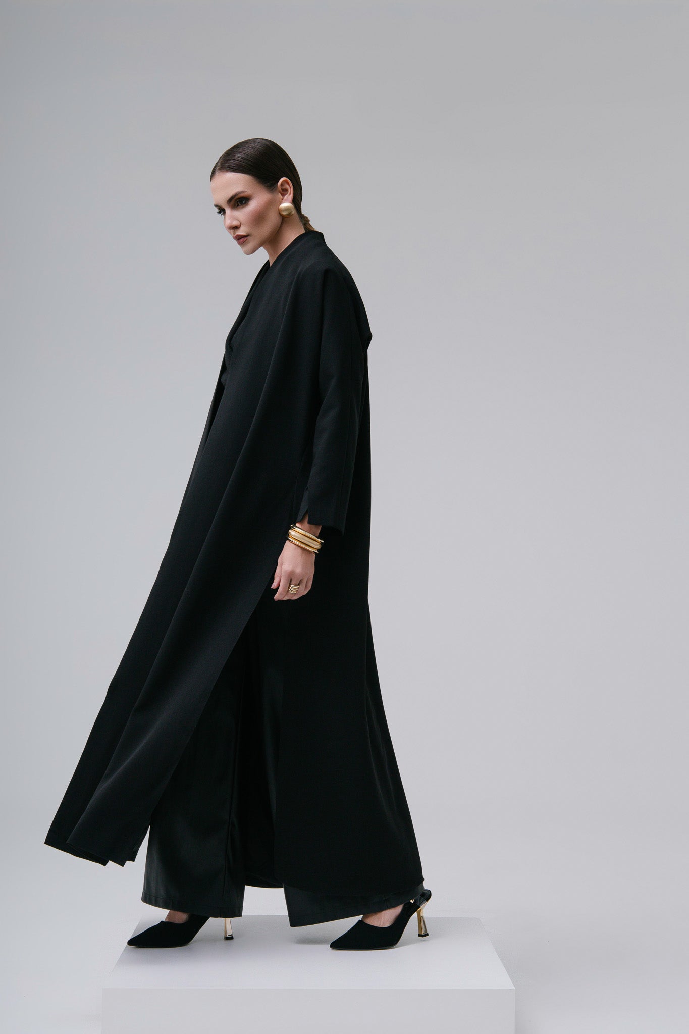 High Slit Abaya In Black