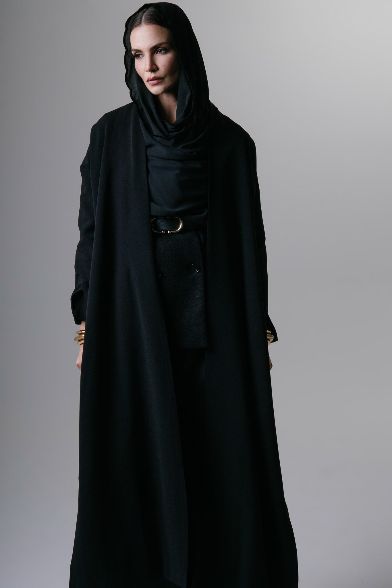 High Slit Abaya In Black