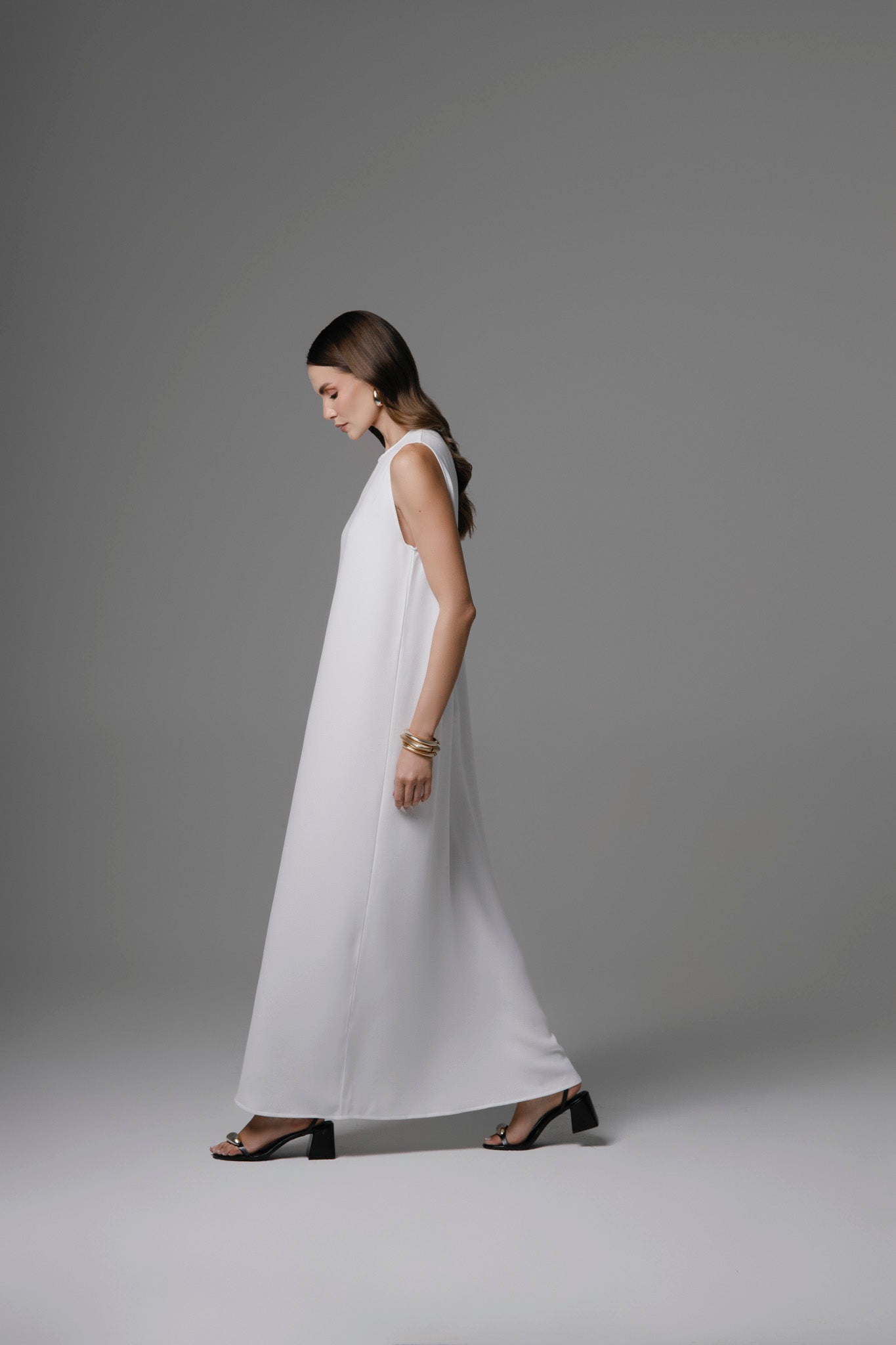 The Slip Dress In Off-White / Black